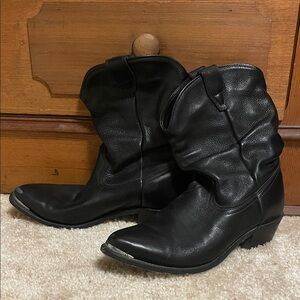 Black Leather Women's Cowboy Boots